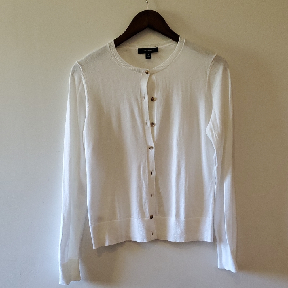 Ann Taylor White Cardigan